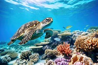 Sea turtle marine life nature remix