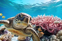 Sea turtle marine life nature remix