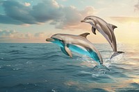 Dolphins jumping marine life nature remix