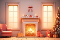 Christmas present fireplace christmas furniture. AI generated Image by rawpixel.