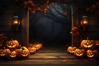 Halloween background pumpkin light wood. 