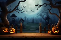 Halloween background pumpkin wood anthropomorphic. 