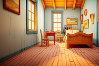 Bedroom furniture flooring cartoon. 