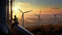 Turbine windmill outdoors hardhat. AI generated Image by rawpixel.