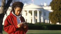 Woman using smartphone. 