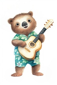 Sloth cartoon guitar animal. AI generated Image by rawpixel.