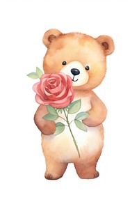 Bear rose cartoon flower. 