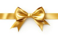 Ribbin gold bow white background. 