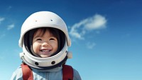 Astronaut smiling helmet child. 