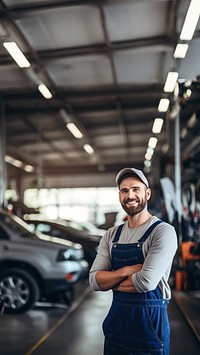 Photo of a maintenance male checking automobile service.  