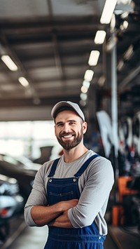 Photo of a maintenance male checking automobile service.  