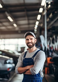 Photo of a maintenance male checking automobile service.  