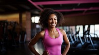 Black women in sportwears with happiness face.  