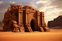 Desert ancient temple outdoors landmark nature. AI generated Image by rawpixel.