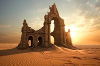 Desert ancient temple architecture building outdoors. 