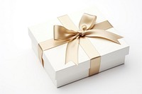 Gift box white bow white background. AI generated Image by rawpixel.