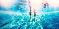 Couple swimming, underwater shot. 