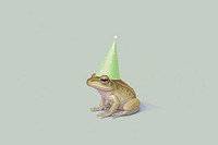 Frog waer birthday hat wildlife animal celebration. AI generated Image by rawpixel.