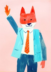 Cream fox necktie person suit. AI generated Image by rawpixel.