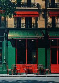 Cafe restaurant front tables. AI generated Image by rawpixel.