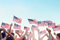 Activists flag mockup psd, blue background