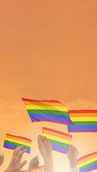LGBTQ flag orange background, Instagram story size