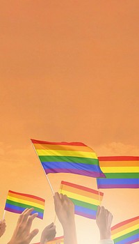 LGBTQ flag orange background, Instagram story size