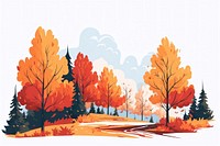 Colorful autumn maple trees landscape outdoors drawing. 