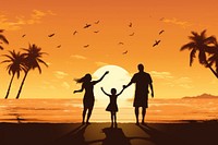 Asian family silhouette vacation outdoors. AI generated Image by rawpixel.
