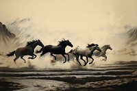 Horse running wallpaper outdoors animal mammal. AI generated Image by rawpixel.