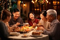 Happiness joyful dinner celebration laughing holiday. AI generated Image by rawpixel.