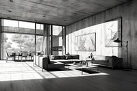 Concrete house architecture furniture flooring.