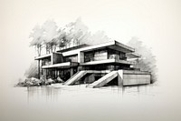 House modern construction minimalistic sketch drawing architecture. AI generated Image by rawpixel.