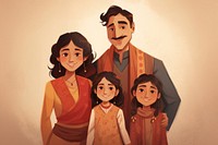 Indian family drawing adult togetherness. 