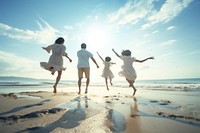 Asian family beach outdoors vacation. AI generated Image by rawpixel.