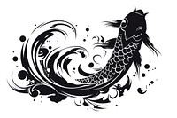 Koi fish pattern drawing black. AI generated Image by rawpixel.