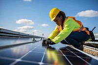 Female engineer hardhat helmet environmentalist. AI generated Image by rawpixel.