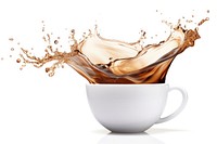 A white rotate flying cup mug coffee splashing drink. AI generated Image by rawpixel.