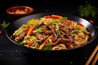 Noodle food bowl chopsticks. AI generated Image by rawpixel.