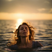 Portrait swimming outdoors summer. 