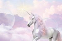 Magical unicorn in pastel world fantasy remix