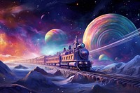 Pastel color train universe outdoors vehicle. AI generated Image by rawpixel.
