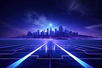 Neon futuristic smart city landscape. AI generated image by rawpixel.