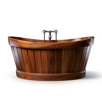Wooden bathtub jacuzzi white background bathroom. AI generated Image by rawpixel.