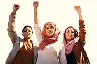 Diverse women wearing hijab adult scarf togetherness. 