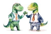 Dinosaurs wearing suits cartoon animal toy. 