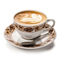 Cappucino coffee cup saucer spoon. AI generated Image by rawpixel.
