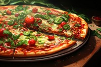 Vegan pizza food vegetable pepperoni. AI generated Image by rawpixel.