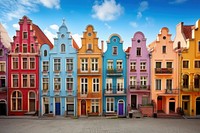 Colorful European buildings architecture house city.