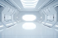 White futuristic room architecture building corridor. 